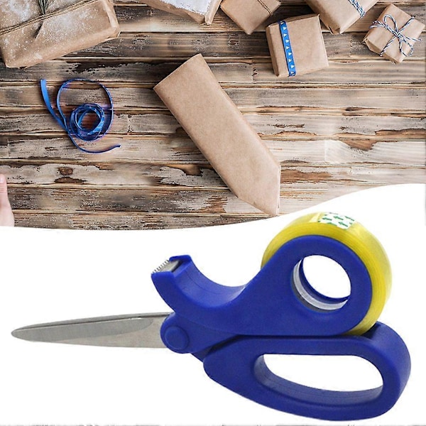 2 i 1 Gavepapir Saks Stor Saks med Tape Dispenser Allsidig Papirrull Kutter for Kontor