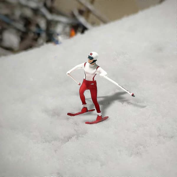 Resin 1/87 Ski Figurer Landskabsfigur Scener Tilbehør Rød