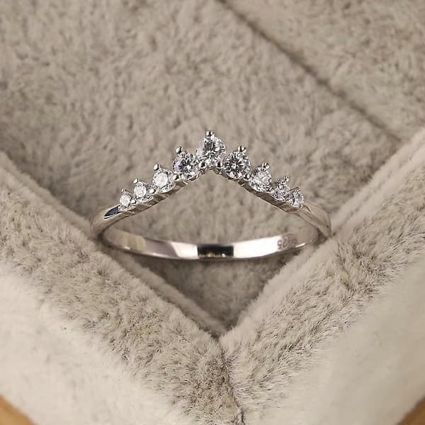 Smykker - Prinsesseønske Cubic Zirconia Ring - Gave til hende - Sterlingsølv