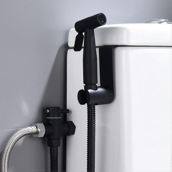 3-vejs omskifter messing afspærringsventil 3/8-12/17 adapter til toiletvandledning, sort