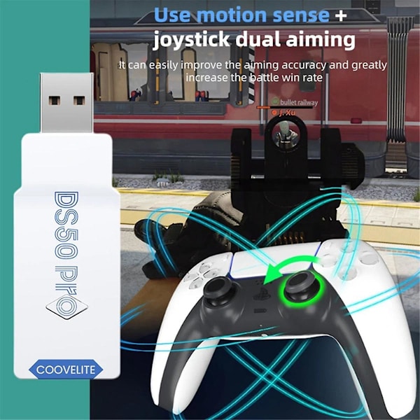 DS50 Pro Gamepad-konverter USB-mottaker for PS3 Bluetooth-kontroller Trådløs adapter