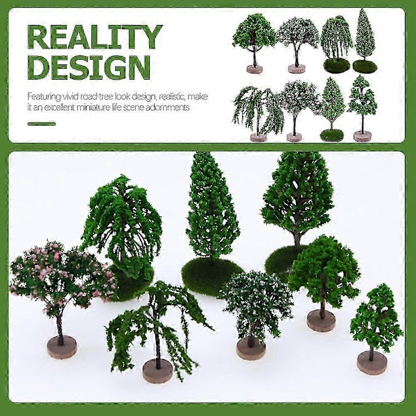 8 st Realistisk Trädmodell Mikrolandskapslayout Modell Konstgjord Miniatyr Trädmodellering Rekvisita