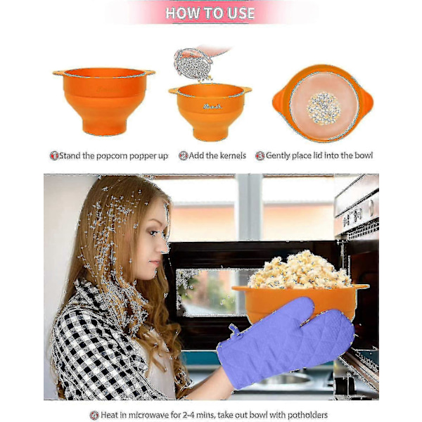 Popcornmaskin, Mikrovågssäker, Popcorn Maker i Silikon och Diskmaskinssäker