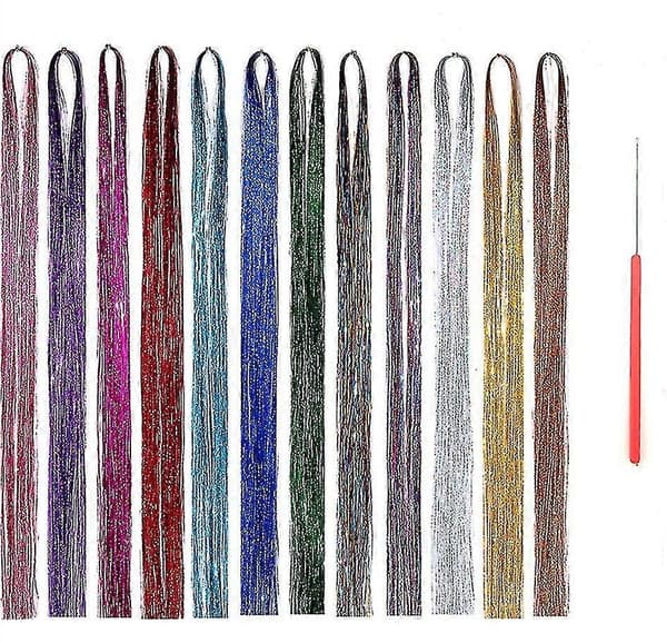 Glitter-hiusnauhat, 12 väriä, 120 cm