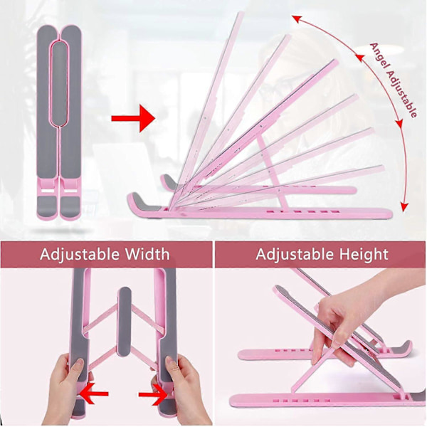 Bærbar Laptop Stativ, Justerbar Laptop Holder Riser Datamaskin Stativ for Skrivebord Notebook Stativ Mount