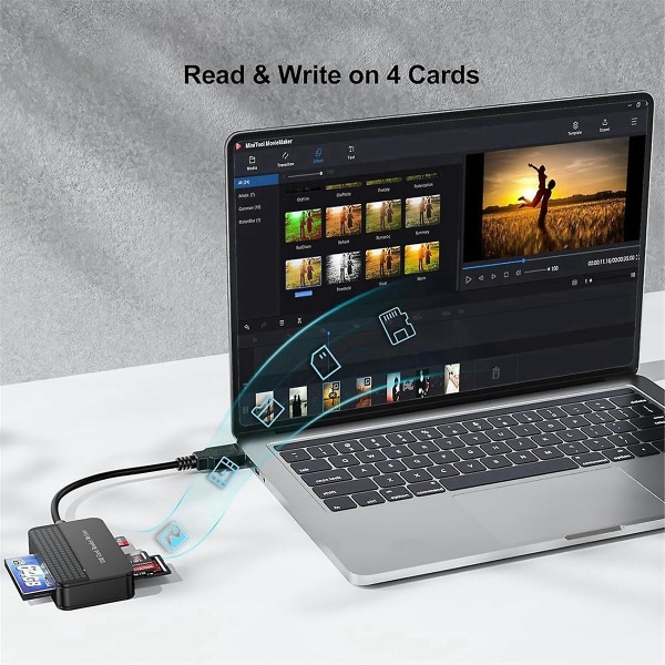 Reader 4-in-1, Tf Sd Ms Card Reader Multi Card Adapter Extern för datorkamera USB 3.0 Interfa