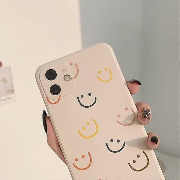iPhone 13 Pro Max Cover, Smiley Smile Face Sødt Malet Design Blød Flydende Silikone til Kvinder Piger Mode Slank Blød Fleksibel TPU Gummi til iPhone 13