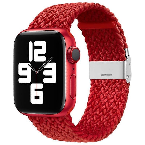 Kompatibel med Apple Watch Band 42mm 44mm 45mm, Stretchbar Flätat Solo Loop Elastiska Kvinnor Män Ersättnings Sport Armband med Rostfritt Stål B