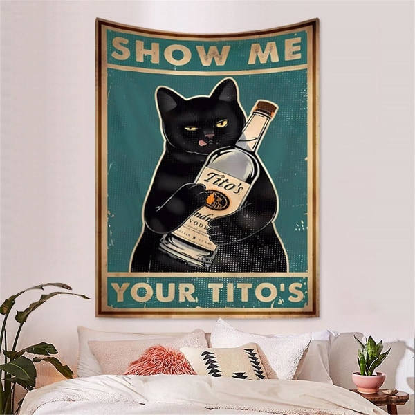 Funny Your Black Cats Poster Mann Cave Sign Vintage Bar Sign Bar Veggdekor 95 X 75cm