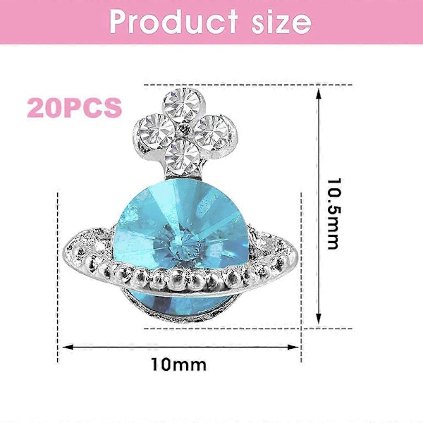 20 st 3D Nagel Strass, Planet Nagelberlocker Glänsande Saturnus Form Nagelkonst Nageldekoration-Stil3