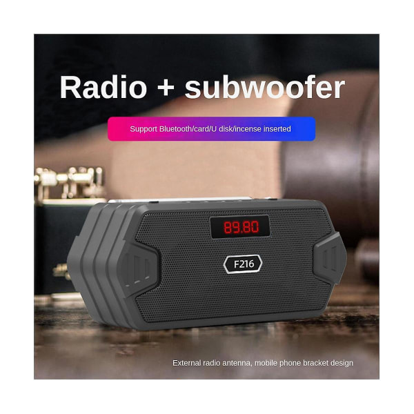 Kannettava Bluetooth Mini Subwoofer, Tukee TF-korttia, USB-kaiutinta, FM-vastaanotinta/radiota, Musta