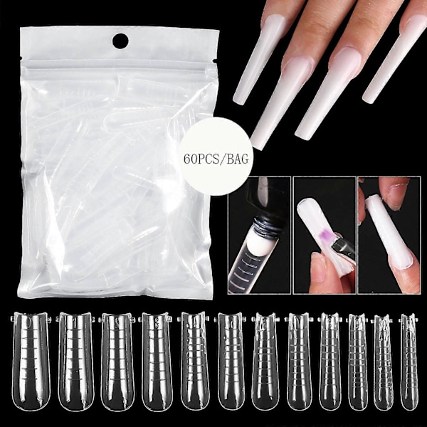 Manicure Skulpturering Forlæng Negleform med Skala 60 Stykker Pakke
