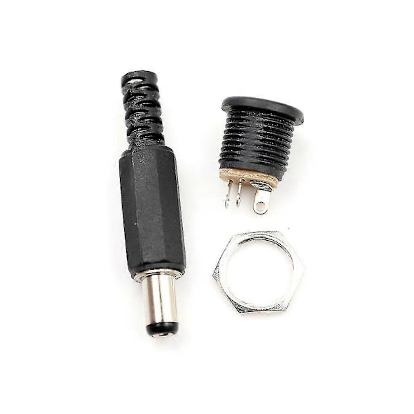 10 st 5,5 mm x 2,1 mm Hane DC Strömkontakt Skruvlås Hona Paneluttag SHYTMV