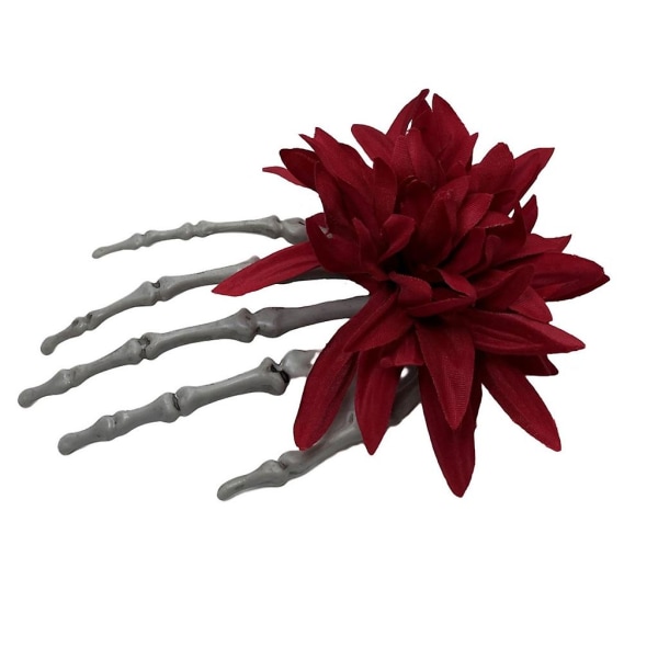 Skeleton Hand Rose Flower Hairclip Novelty Halloween Hair Grip Women Party Headpiece Hair Decorations Photo Accessories