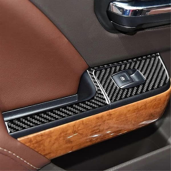 Karbonfiber for Sirrra 1500 14-18 LHD Vindusheis Bryterpanel Deksel Trim Interiørtilbehør, A