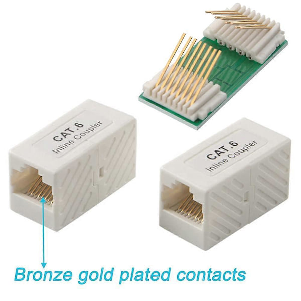 6-delt RJ45 CAT6 Inline Kobling, Hunn til Hunn