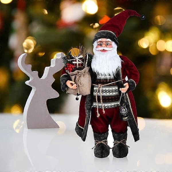 Söt Tomtedocka i Polyester, Cartoon, Stående Jultomte med Presentpåse, Figur för Jul