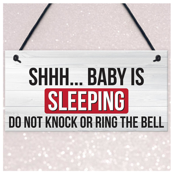 Shh.. Babyen sover Ikke forstyrr Barnehage Hengeplakett Baby Door Cot Sign
