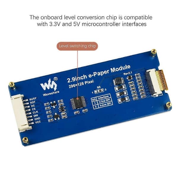 2,9 tommer E-Ink Display Lokal Opdatering 296X128 Opløsning SPI Kommunikationsinterface til /