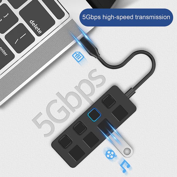 Hub-forlænger Uafhængig Switch Plug & Play Computertilbehør USB3.0 Tastatur Mus USB Hub Adapter til USB