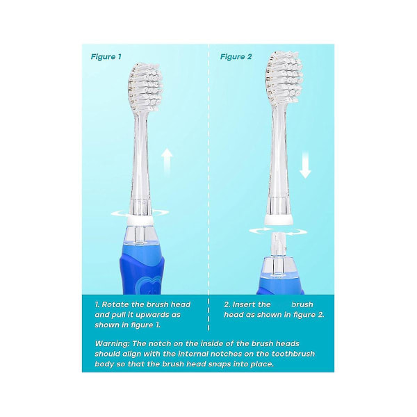 12 st för barn Sonic elektrisk tandborste Power Vattentät Ipx7 utbytbart borsthuvud