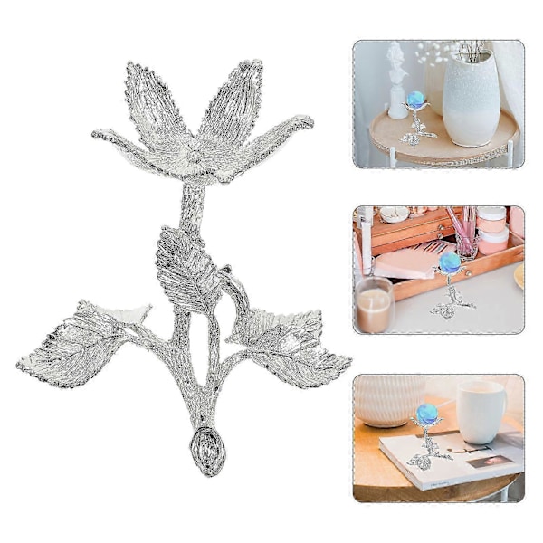 Krystallkule Base Metall Rose Blomst Formet Krystallkule Display Base Kuleholder