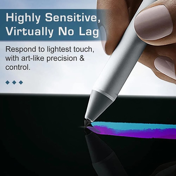 For Microsoft Surface Stylus Pen Go Pro7/6/5/4/3 elektronisk penn 4096 trykknivåer med spissavtrekker+tupp -svart