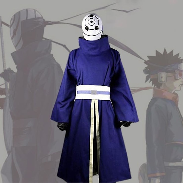 Shippuden Uchiha Obito/madara Cosplay Kostym Halloween Karneval Ninja Stridsdräkt Blå Kimono Ingen Mask Anpassad Tillverkad