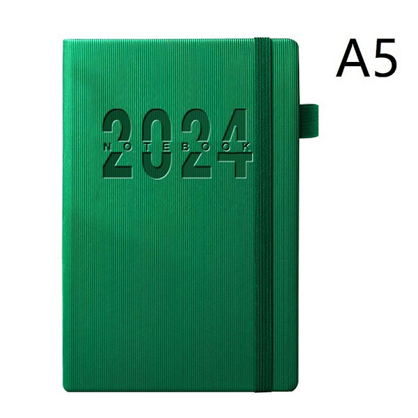 I 2024 er den daglige planbog 365 dage, den daglige skemabog er én side, og kontortilbehøret