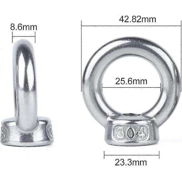 8 stk. Ringmøtrik Rustfrit Stål, M10 Ringmøtrik Øjebolt Øjemøtrik Øjebolt Øjemøtrikker Hardware Ringformet Hun Gevind Fastgørelsesskrue Til Rebmontering Løft