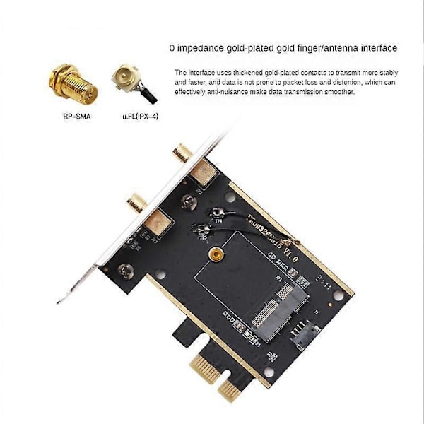 M.2 till PCIE Wifi Trådlös Adapterkonverterare NGFF M.2 WiFi Bluetooth-kort med 2X Antenn för AX210