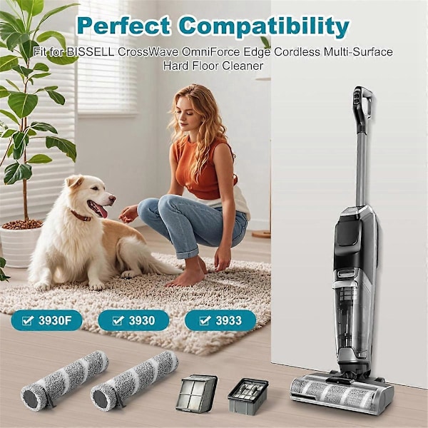 3930F 3933 3930 Harjarullan suodattimen vaihtosarja Bissell CrossWave OmniForce Edge Cordless Hard -imurille