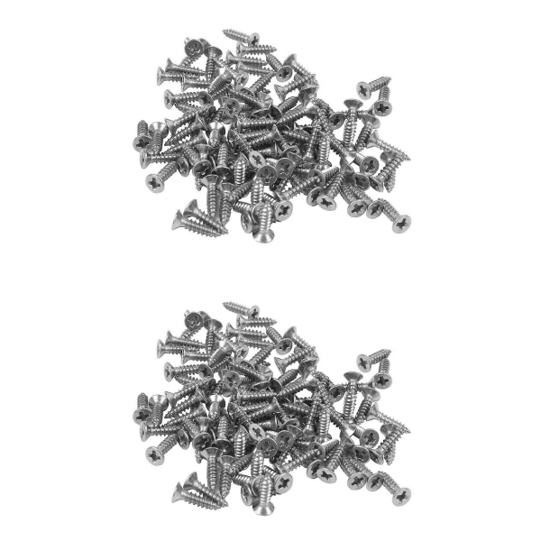 200x Stainless Steel Flat Head Phillips Self-tapping Screw 12x3mm Silver