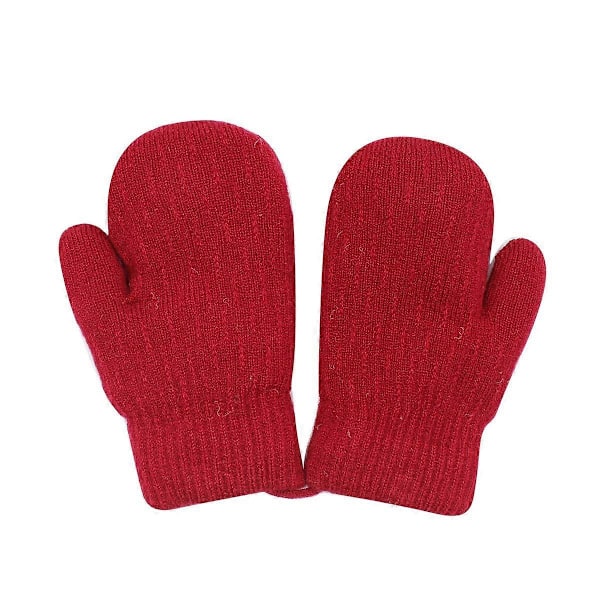 WJTG Unisex Tykke Plysforede Hansker med Snor, Klemelyd og Jule-Elgmønster for Småbarn WinJ