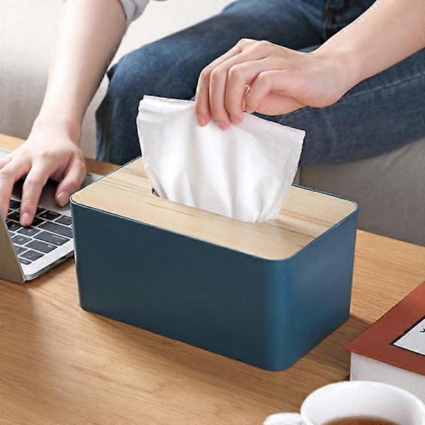 Bambus Tissue Box, Tissue Box Rektangulær Tissue Box Baderomservietter Dispenser Våt Tissue Box