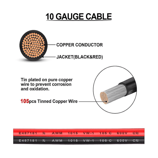 Kaksipaikallinen positiivinen/negatiivinen ATC-tyylinen sulakepidike 10AWG-langalla, renkailla ja 45A-liittimillä