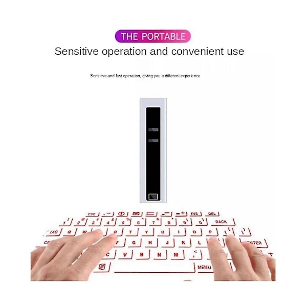 Laserprojeksjon Virtuelt Tastatur Bluetooth Laserprojeksjon Stemmesending Bluetooth Høyttaler Musefunksjon Hvit
