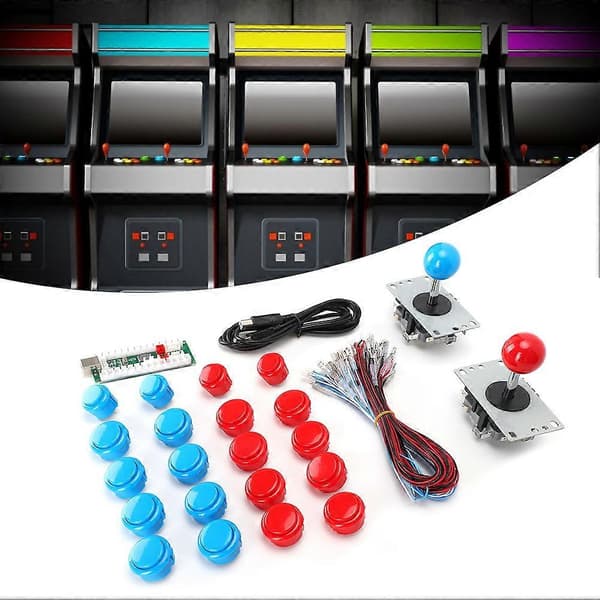 Spiltilbehør Joystick DIY USB Spil Sæt til Win8 / Win7 / Vista / XP / 2000 / 98 / Linux / Android (Blå Rød til Dobbelt Spillere)