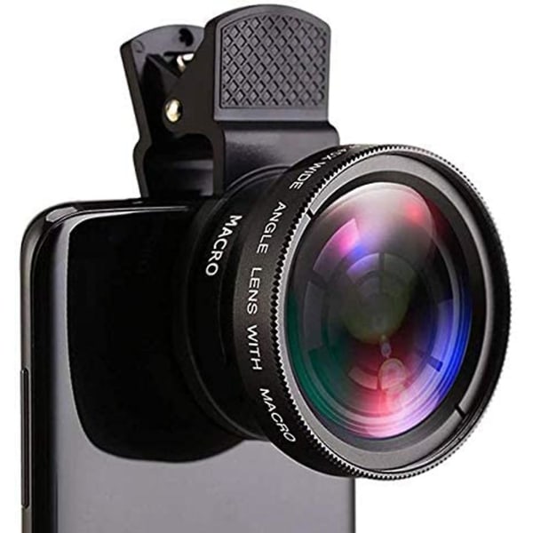Fish Eye telefonlins, 0,45x telefon med HD-kameralins Makroklämma lins vidvinkellins för mobiltelefon