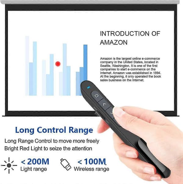2 i 1 USB/Type C Trådløs Presenter PowerPoint Hyperlink Fjernkontroll Presentasjonsklikker