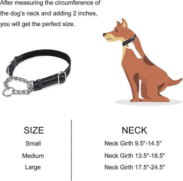 Martingale Halsbånd til Hunde, Reflekterende Nylon Justerbart Rustfrit Stål Kædehalsbånd til Små, Mellemstore og Store Hunde