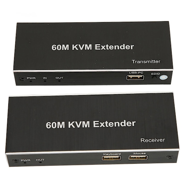 60m KVM Extender Multifunksjonell 1080P 60Hz HD Multimedia Interface KVM USB Extender for TV DVD-spiller PC 100?240V