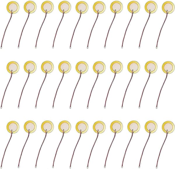 30 stk Piezo Elementer Sommer, 27 mm Piezo Akustiske Pickups, Piezo Konverter Element, Disk Pickups, Pickup Buzzer, Piezo Trigger Sommer