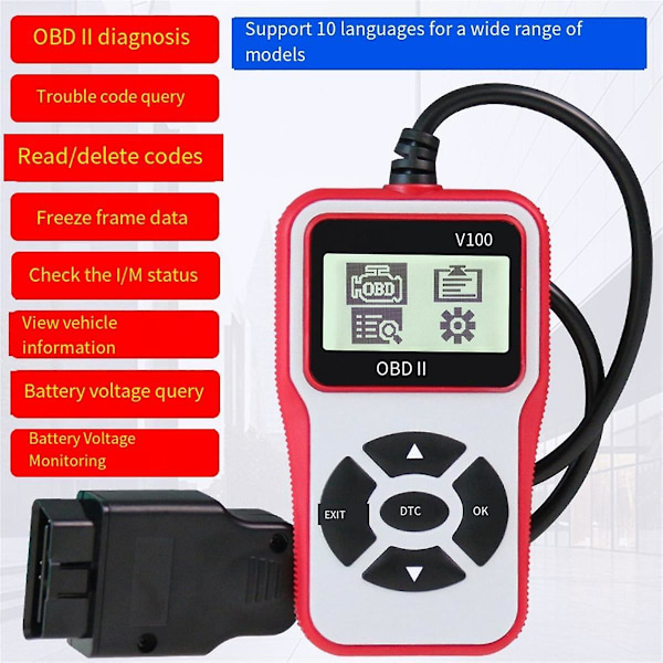 V100 Auton Diagnostiikkatyökalut Digitaalinen Näyttö Skanneri Yleinen OBD2 Vikakoodinlukija Sytytystestin Testaaja