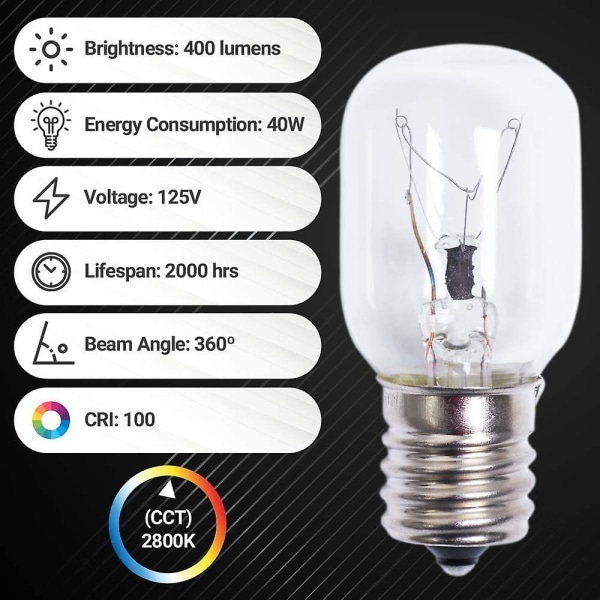 Lyspære 40w E17 125v Reservedel - Perfekt Passform for Mikrobølgeovner og Lava Lampe - Pakke med 3