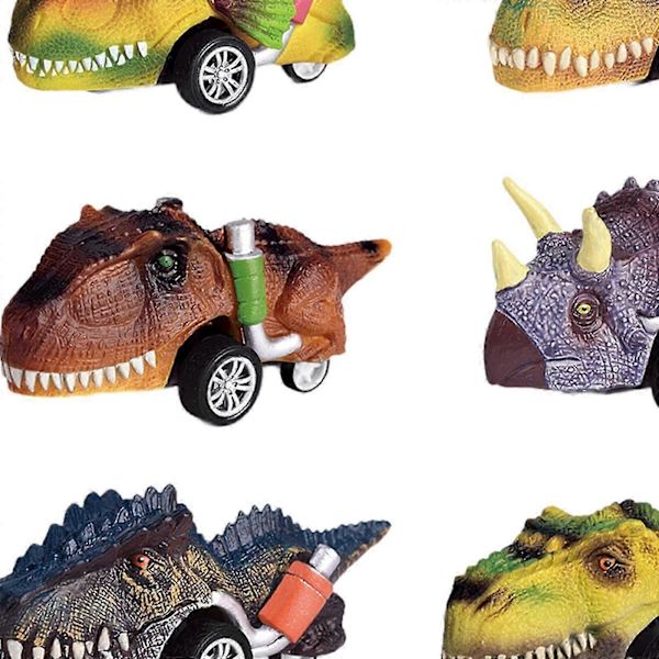 6 stk. dinosaurlegetøj træk-tilbage-biler dinosaurmodelbiler til gave drenge piger
