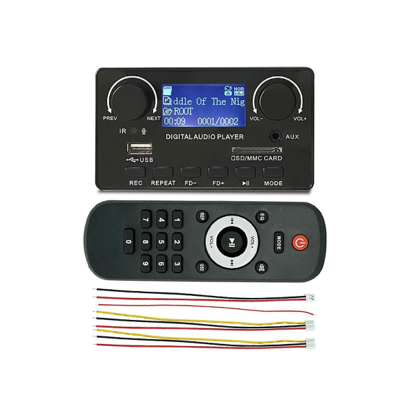 LCD-skjerm Bluetooth 5.0 MP3-dekoderkort Støtter Håndfri Opptak FM DC 12V MP3 WMA WAV APE F