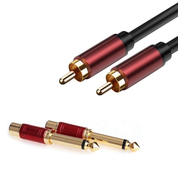 2 stk 6,35 mm 1/4 tommers hann Mono til RCA hunn lydadapter med RCA Lotus-kabel Subwoo