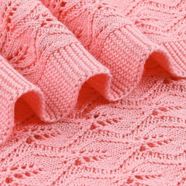 100% Bomull Babyteppe / Koseteppe / Strikket Teppe, 100 Cm X 80 Cm (rosa)