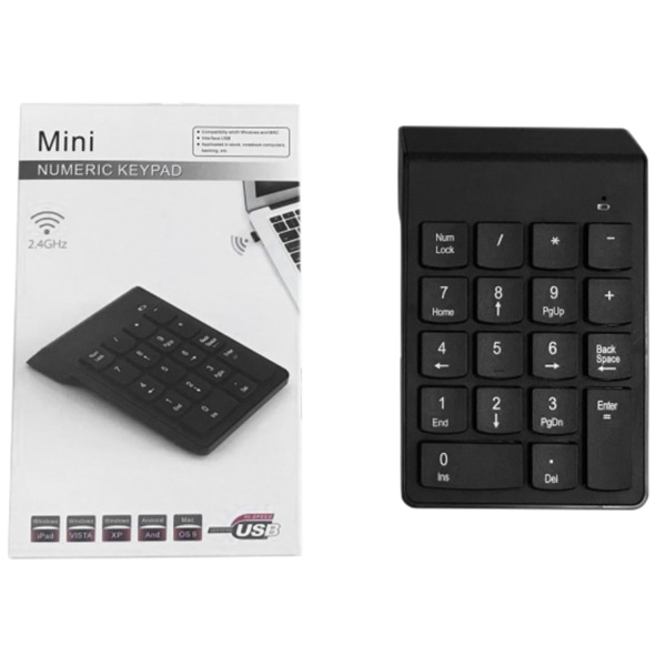 Trådløst 2.4 numerisk tastatur 18-taster Bluetooth-tastatur Office Mini-tastatur velegnet til virksomheder
